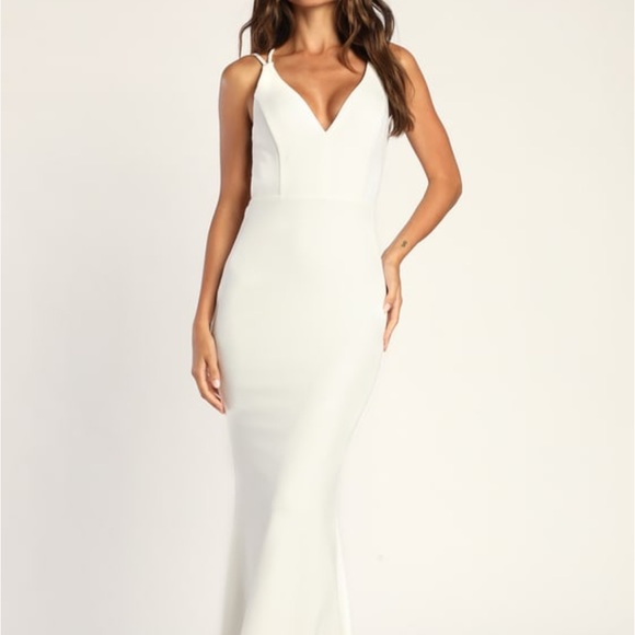 Lulu’s All This Allure White Strappy Backless Mermaid Dress - Picture 1 of 5